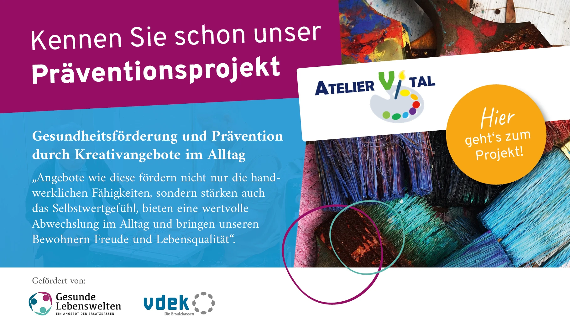 Kennen Sie schon unser Präventionsprojekt? Gesundheitsförderung und Prävention durch Kreativangebote im Alltag